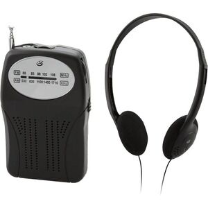 GPX Portable AM FM Radio Black R116B Compact Handheld Analog Tuner